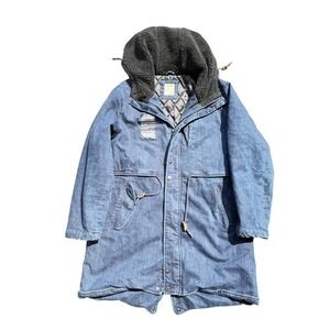 Jasonwood Ski Denim Parka Coat Mens XL‎ Hooded Lined Winter Jacket